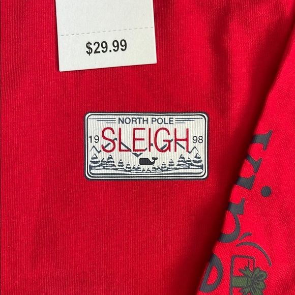 NWT. Red Long Sleeve Christmas Shirt by Vineyard Vines - Picture 2 of 5